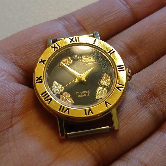 Vintage Black Hills Gold Watch Head Diamond Quartz Roman Numeral Bezel F65318-7